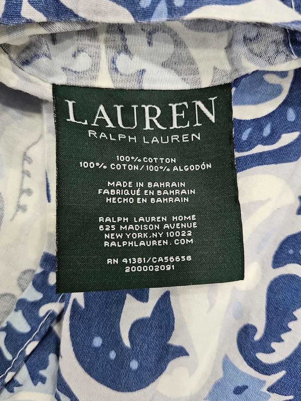 Ralph Lauren Porcelain Blue Medallion STD Pillow Shams Cotton Mandala Set of 2